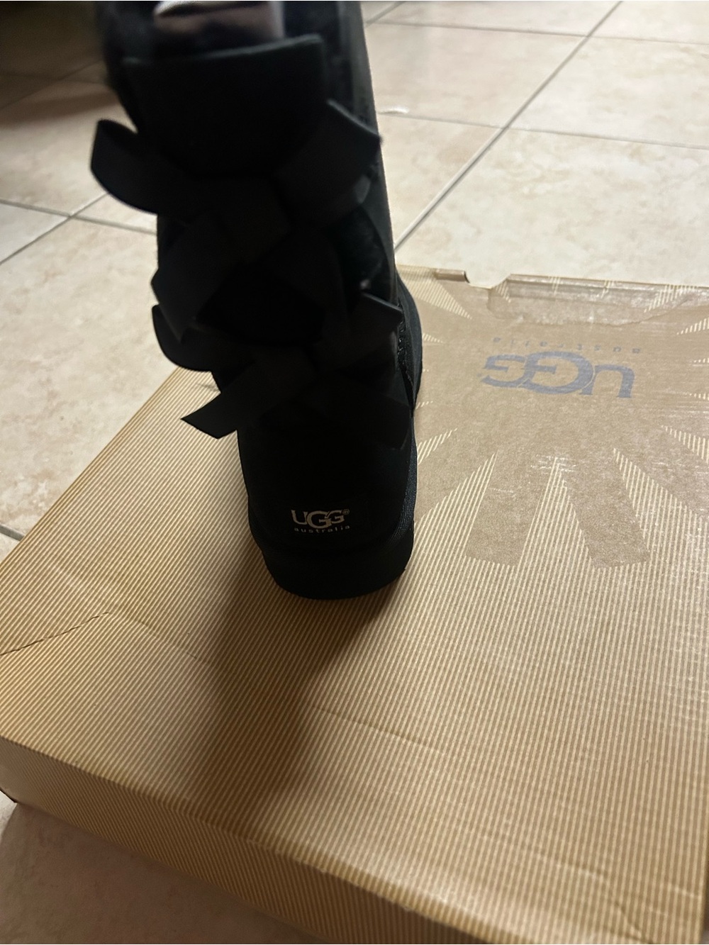 UGG Black Boot with Back Bows